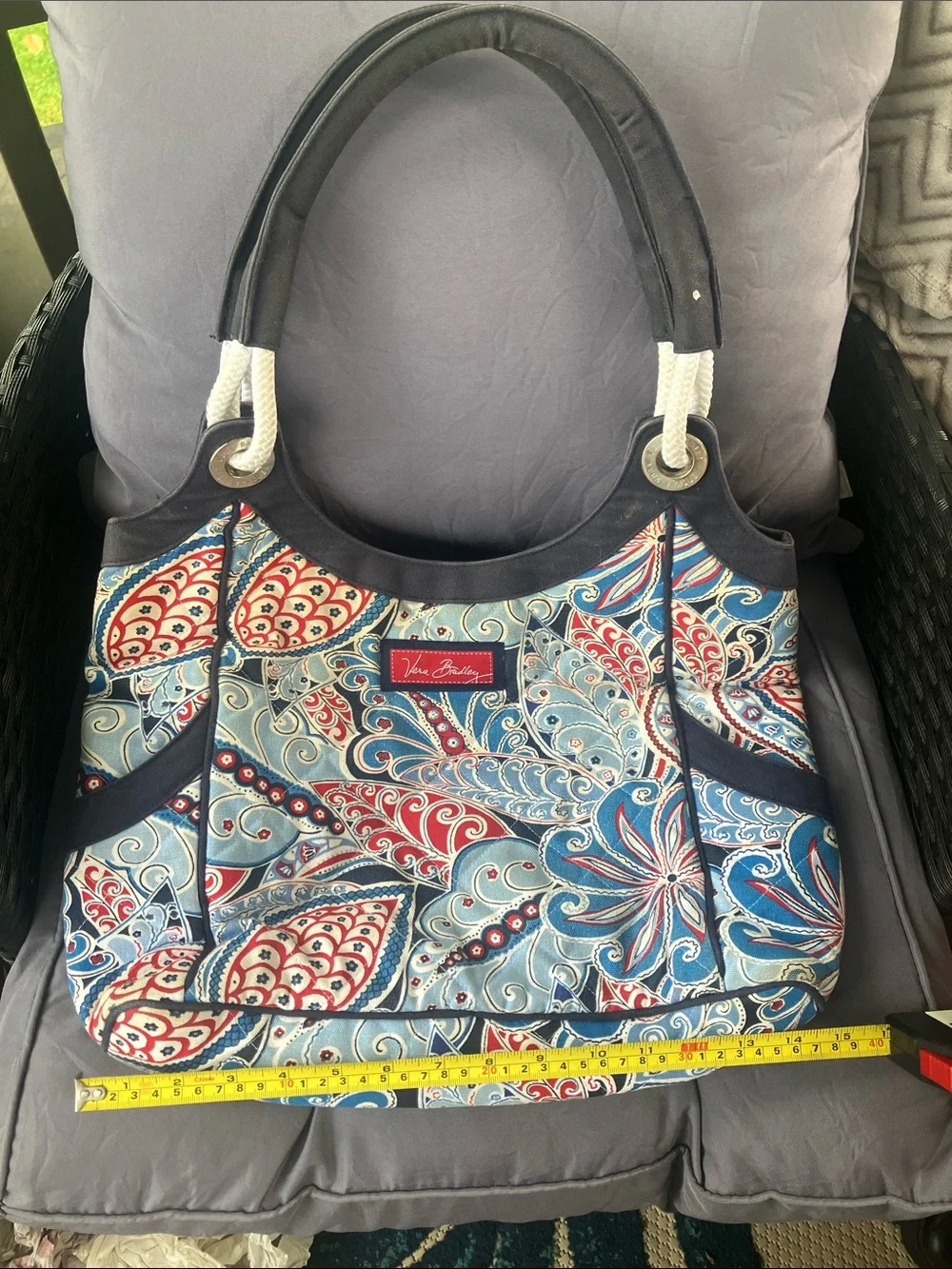 Vera Bradley Red, Blue & Light Blue Paisley Tote